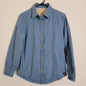 Woolrich Blue Shacket Sherpa Lined Button Down Collar Long Sleeve Peacock Small